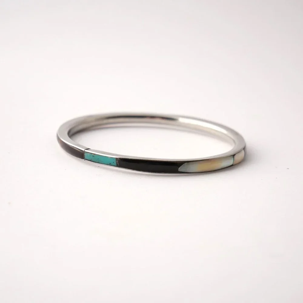 Multi-stone Inlay Bangle - Picture 2 of 5